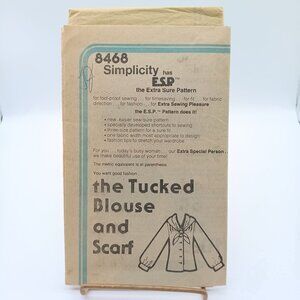 UNCUT Vintage Sewing PATTERN Simplicity ESP 8468, Misses 1978 Tucked Blouse